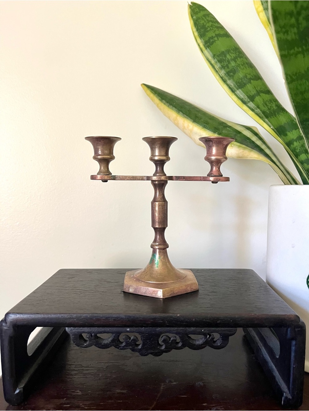 Vintage Solid Brass Mini Candelabra